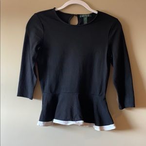 Ralph Lauren fitted spandex peplum top Sz XS